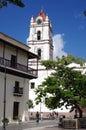 Historic house and the Catholic church in Cuba Royalty Free Stock Photo