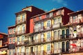 Historic house facade in the old town Foz Velha of Porto on the banks of the Douro River