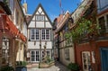 Historic houses in the famous Schnoor district in Bremen, Germany on a bright summer day