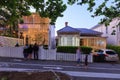 Old New Zealand villa style houses with Christmas lighting, Auckland, NZ