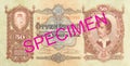 Historic 50 hungarian pengo banknote 1932 obverse specimen Royalty Free Stock Photo
