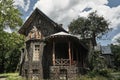 Historic hunting lodge with a facade lined with bark of cork oak