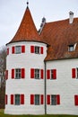 Historic hunting lodge white red colors of, building in Germany