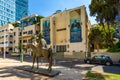 Historic Independence Hall - Dizengoff House - with Meir Dizengoff statue at Sderot Rothschild boulevard in downtown Lev HaIr