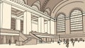 Historic Interior Hall with Classical Architecture and High Ceilings, vector design Generative AI Royalty Free Stock Photo