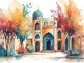 Historic Islamic City: A Depiction of a Quranic School AI Generated Royalty Free Stock Photo