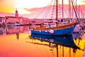 Historic island town of Krk golden dawn waterfront view Royalty Free Stock Photo