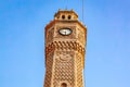 Historic izmir clock tower against clear blue sky Royalty Free Stock Photo