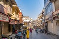 Historic Jagdish mandir road with a crowd of people in Udaipur, India