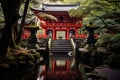 Historic Japanese red arch. Generate Ai