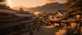 A historic japanese village on sunset - made with Generative AI tools