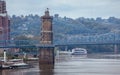 Historic John Roebling Suspension Bridge in Cincinnati, Ohio