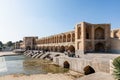 Historic Khaju Bridge (Pol-e Khajoo) on Zayanderud River in Isfahan