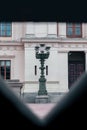 A historic lamp post outside the grand university building in Lund Sweden