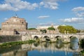 Historic Landmark architecture Eliyev build a bridge to the Castel Sant'Angelo in Rome, on the banks of the Tiber River near the a Royalty Free Stock Photo