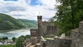 Reichenstein Castle high above the Rhine RIver and Valley in Germany.