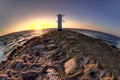 Historic Lighthouse windmill Stawa Mlyny, Swinoujscie, Poland. Royalty Free Stock Photo