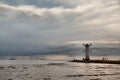 Historic Lighthouse windmill Stawa Mlyny, Swinoujscie, Poland. Royalty Free Stock Photo