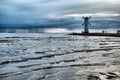 Historic Lighthouse windmill Stawa Mlyny, Swinoujscie, Poland. Royalty Free Stock Photo