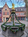 The historic Lionel fountain at Idstein Royalty Free Stock Photo