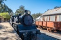 Historic locomotive in the Port of Echuca Discovery centre.