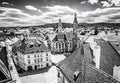 Historic Main square from Fire tower, Sopron, colorless Royalty Free Stock Photo