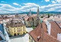 Historic Main square from Fire tower, Sopron, Hungary Royalty Free Stock Photo