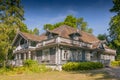 Historic manor house situated in Palace Park dating from 1845, the oldest building in Bialowieza town, Poland