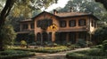 Historic mansion with lush gardens Royalty Free Stock Photo