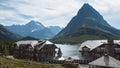 The Historic Many Glacier Hotel at Swiftcurrent Lake Glacier National Park, MT Royalty Free Stock Photo