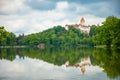 Historic medieval Konopiste Castle in central Bohemia, near Prague and summer pond near, Czech Republic Royalty Free Stock Photo