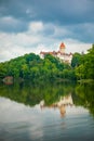 Historic medieval Konopiste Castle in central Bohemia, near Prague and summer pond near, Czech Republic Royalty Free Stock Photo