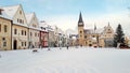 Historic medieval square covered in snow Royalty Free Stock Photo