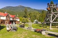 Historic mining equipment on display