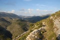 Steep mountain track in panoramic landscape, Spain