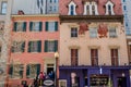 Historic Multicolored Houses in Georgetown Neighborhood, Washington DC, USA. Tourists Visit a Museum and a Wine Bar. Royalty Free Stock Photo