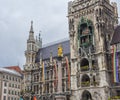 The historic Munich town hall at the Marienplatz decorated with rainbow flags for the Christopher Street Day CSD event, Germany Royalty Free Stock Photo