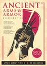 Historic museum exhibition poster design with Spartan helmet