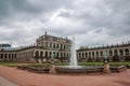 Historic old building with a fountain and lights. Dresden Royalty Free Stock Photo