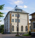 Facade of historic building of public school