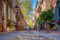 The historic Old City in Philadelphia, Pennsylvania. Elfreth`s Alley