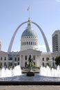 The historic Old Courthouse and gateway Arch in St. Louis Missouri Royalty Free Stock Photo