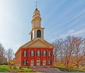 Historic old First Church of Deerfield in Spring Royalty Free Stock Photo