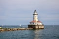 Old lighthouse on the lakeshore in Chicago Illinois USA Royalty Free Stock Photo