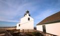 HISTORIC OLD POINT LOMA LIGHTHOUSE AT CABRILLO NATIONAL MONUMENT UNDER BLUE CIRRUS CLOUD SKY AT POINT LOMA SAN DIEGO CALIFORNIA US Royalty Free Stock Photo