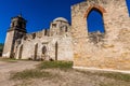 The Historic Old West Spanish Mission San Jose, Founded in 1720, San Antonio, Texas, USA. Showing dome, bell tower, and one of t Royalty Free Stock Photo