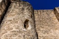 The Historic Old West Spanish Mission San Jose, Founded in 1720, San Antonio, Texas, USA. Showing bell tower with entrance.