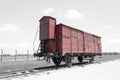 Old transport train wagon, Auschwitz-Birkenau Concentration Camp Royalty Free Stock Photo