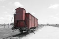 Old transport train wagon, Auschwitz-Birkenau Concentration Camp Royalty Free Stock Photo