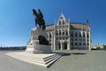 Historic parliament building with statue of Gyul AndrÃÂ¡ssa in Budapest